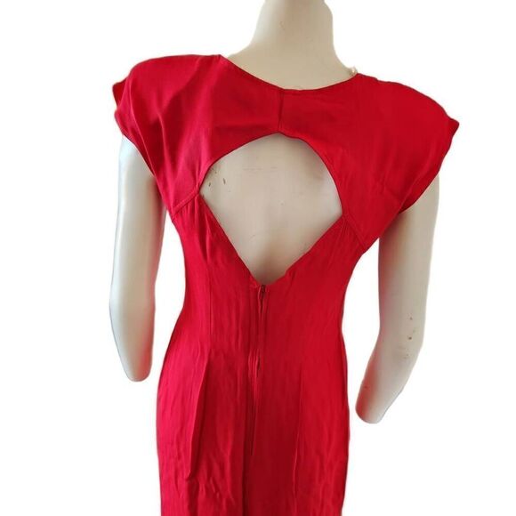 Jay Jacobs size 9-10 vintage Marilyn Monroe wine red sweetheart high slit dress - Picture 4 of 11